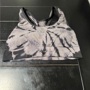PINK Victoria's Secret Black and Gray Tie-Dye Sports Bra